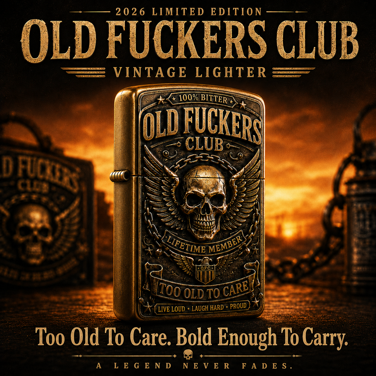 🔥 Today Only: FREE Collector Coin🔥 | 💀 Old Fuckers Club 2026 Ultimate Skull Gift Set — Cap + Bracelet + Vintage Lighter + Mug(5PS)