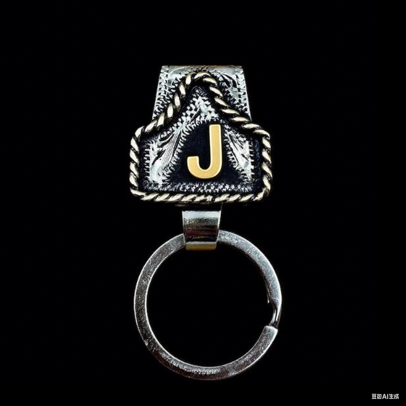 Vintage Brass Initial Cow Tag Keychain for Belt Loop & Pocket Carry