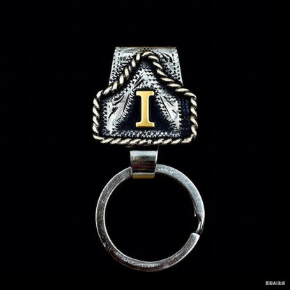 Vintage Brass Initial Cow Tag Keychain for Belt Loop & Pocket Carry