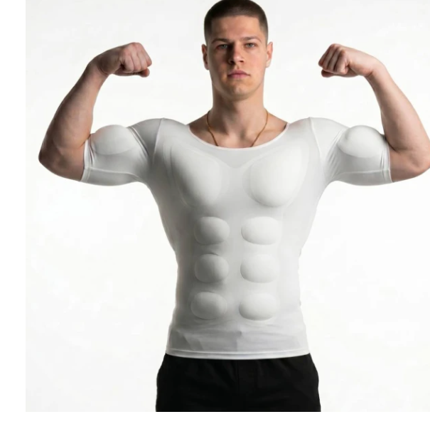 Men Padded Muscle Shaper Compression Undershirt