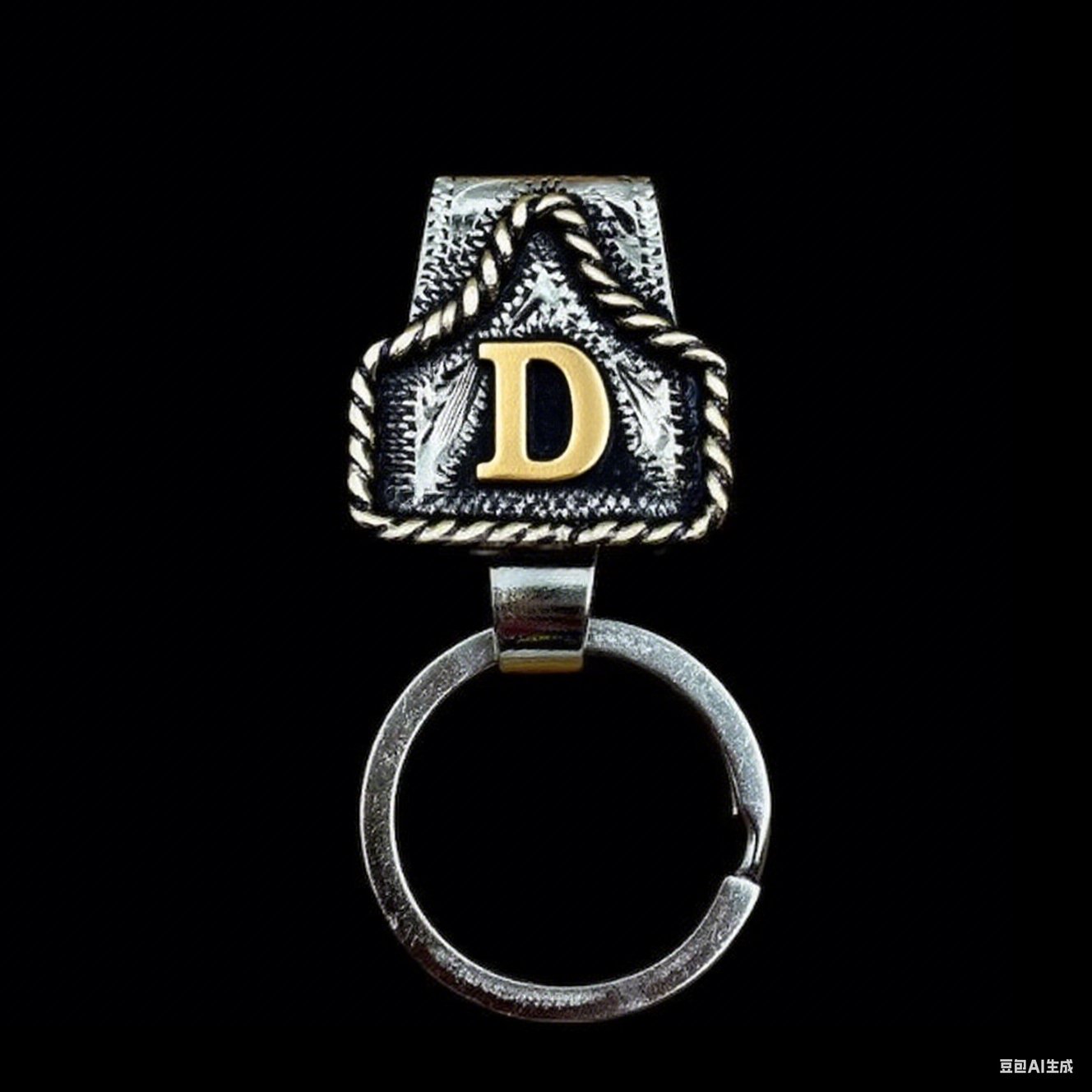 Vintage Brass Initial Cow Tag Keychain for Belt Loop & Pocket Carry