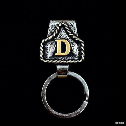 Vintage Brass Initial Cow Tag Keychain for Belt Loop & Pocket Carry