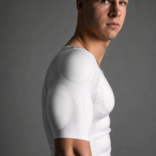 Men Padded Muscle Shaper Compression Undershirt
