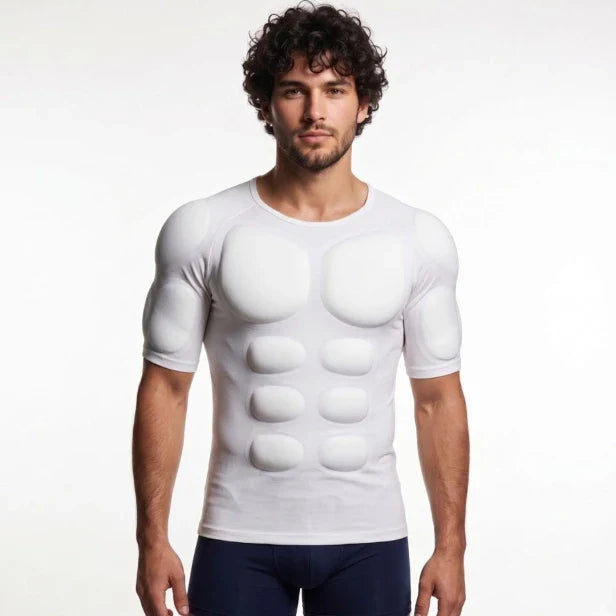 Men Padded Muscle Shaper Compression Undershirt