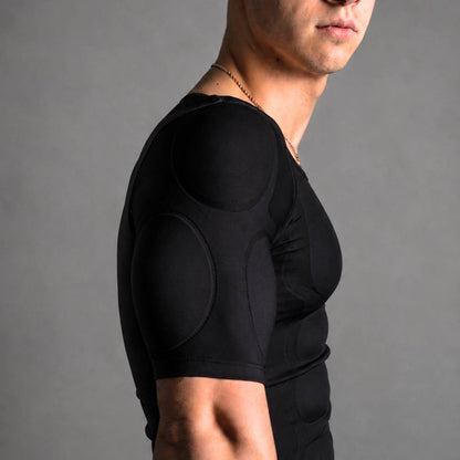Men Padded Muscle Shaper Compression Undershirt