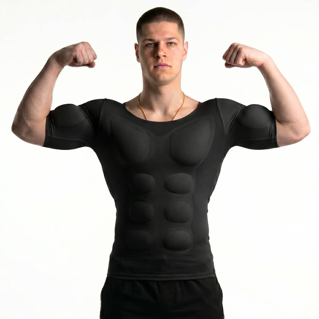Men Padded Muscle Shaper Compression Undershirt