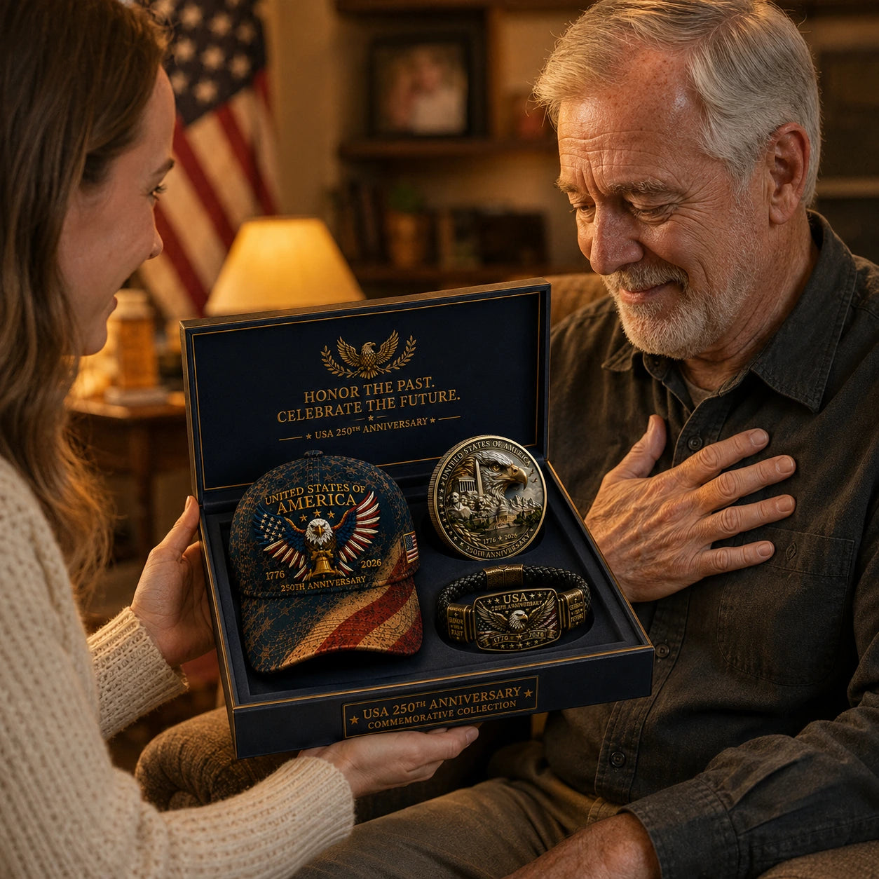 Emotional gift moment with the USA 250th Anniversary commemorative collection